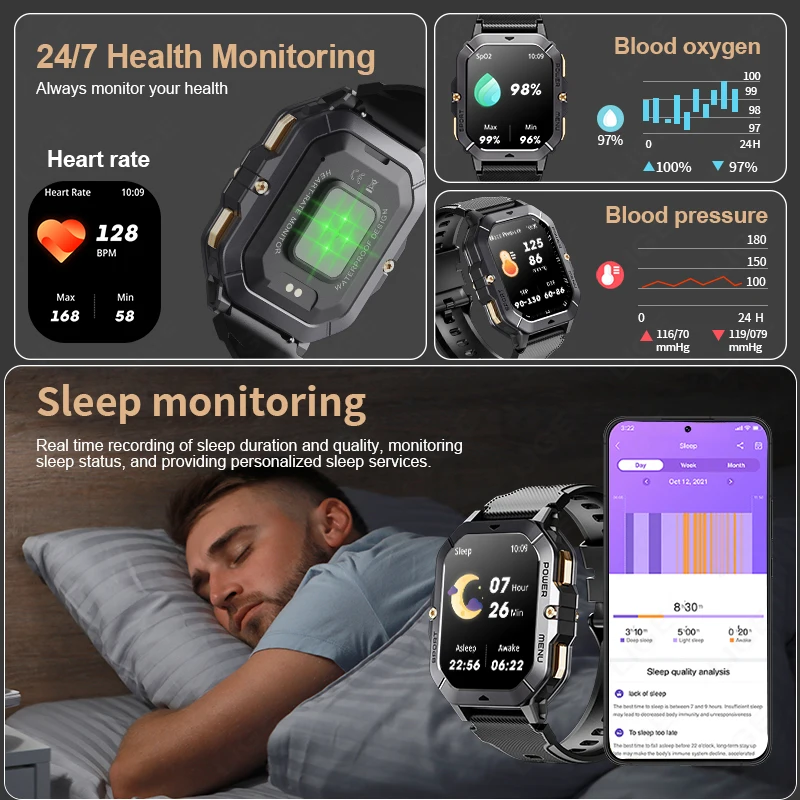 LIGE Smart Watch 2.02 Inch HD Large Screen 410mAh Men Outdoor Sports Wristwatch Bluetooth Call Health Monitor Women Smartwatch