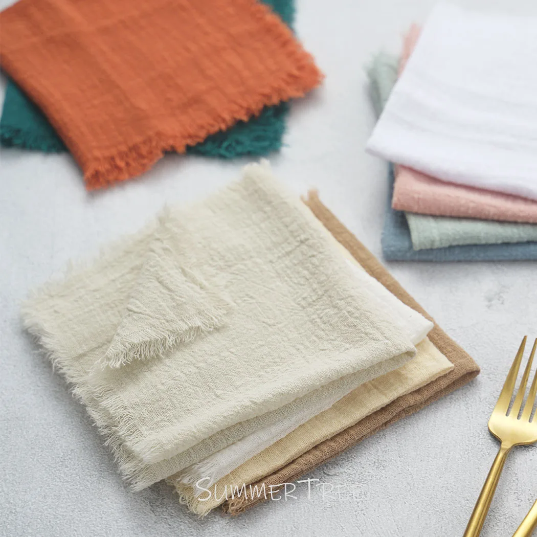 Description Picture 4 of item24pcs 32x32cm Cloth Napkins Cotton Gauze Napkin Handkerchief Tea Towels Cheesecloth Vintage Wedding Linen Party Table Decoration
