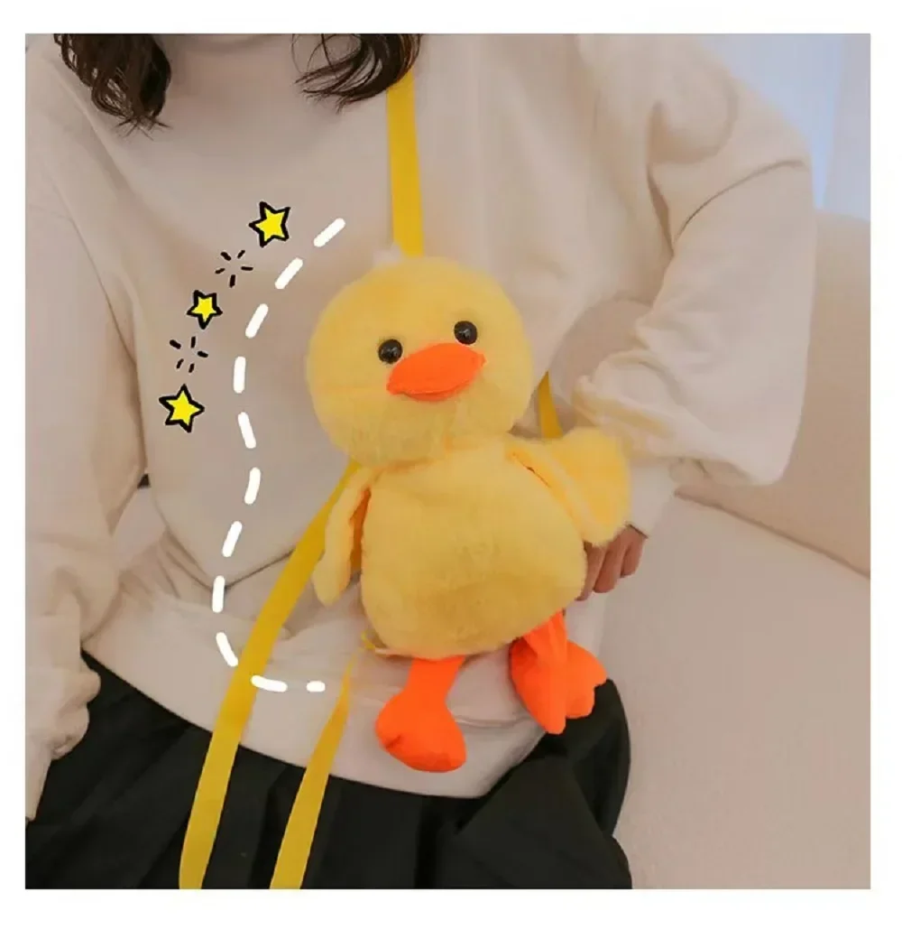 Kawaii 33cm Yellow Duck Plush Backpack Cute Cartoon Stuffed Animal Soft Schoolbag For Girls Childrens Day Gift Idea