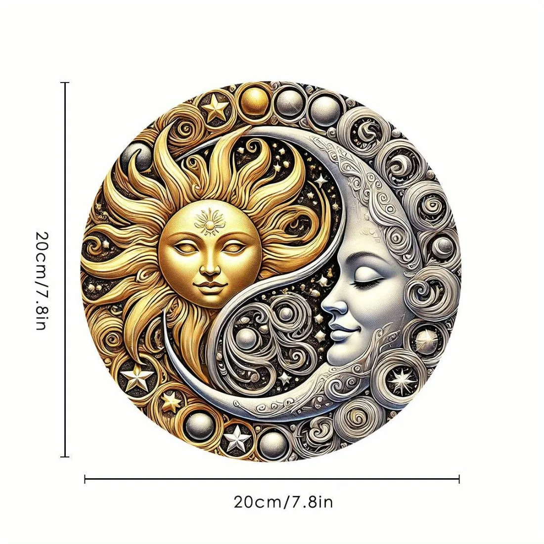Celestial Sun and Moon Dual-Tone Metal Wall Art - Durable Iron Home and Garden Decoration