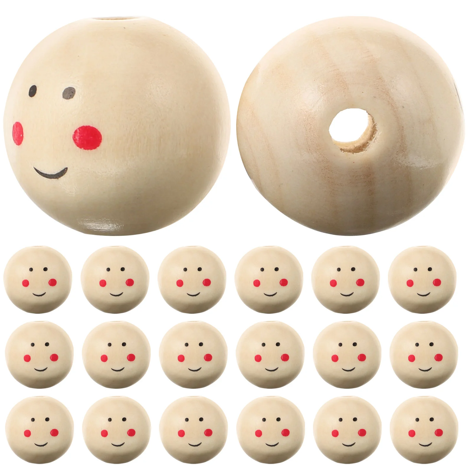 

Wood Color Smiling Face Doll Head Wooden Bead Loose Beads DIY Jewelry Accessories Making DIY Handmade Accessories