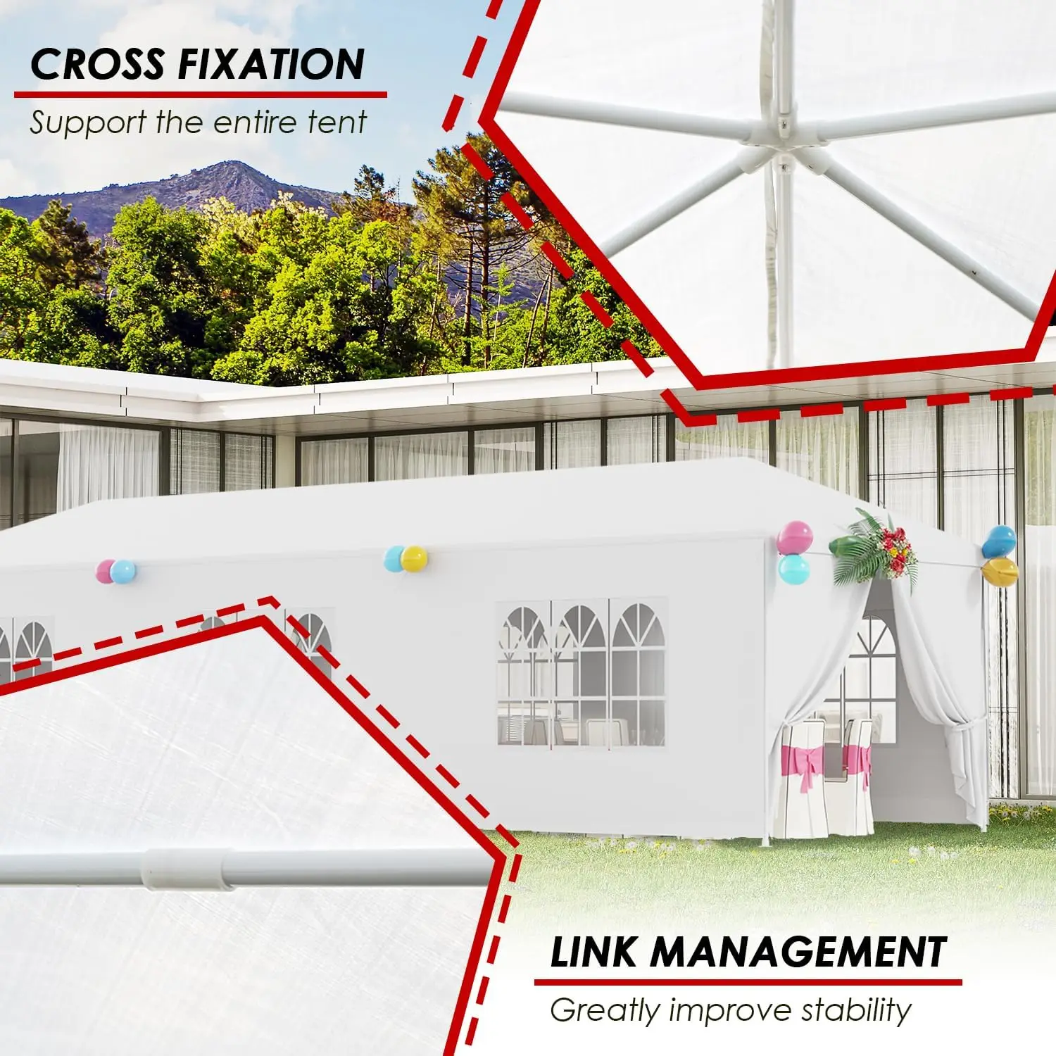 10x30 Party Tent Wedding Patio Gazebo Outdoor Carport Canopy Shade with Side 8 Removable Walls