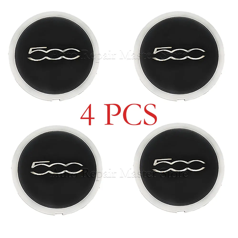 4 Cache-Moyeux De Roue Pour Fiat 500 (2007-2019) - Blanc, ABS, Réf. 68078421AB