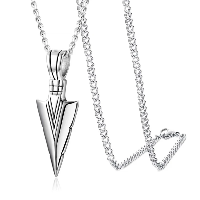 New Personal Security Self Defense Long Necklace with Arrow Pendant Men Wome Stainless Steel Jewelry Chain Defence Tool Weapons