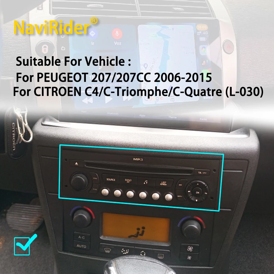 OEM Style Car Android Screen Control Panel For PEUGEOT 207 207CC 2006-2015  For Citroen C4 C-Triomphe C-Quatre 2004 - 2011