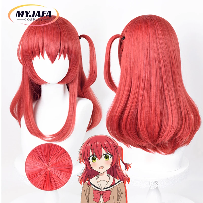 

High Quality Anime Bocchi The Rock! Cosplay Kita Ikuyo Cosplay Wig 50cm Red Heat Resistant Synthetic Hair Wigs + Wig Cap