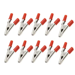 Premium Metal Alligator Clips with Screws and Solder Ports - Set of 10 (Red - 10pcs)