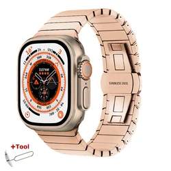 Stainless Steel Metal Link Strap for Ultra 3 2 1 49mm (Rose gold)