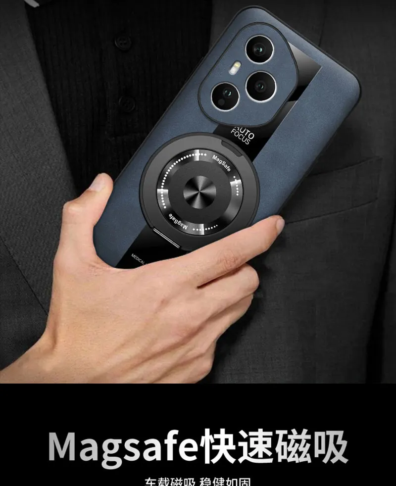 Hülle für Honor 400 / 400 Pro Magnetische 360-Grad-Schutzhülle ° Drehbarer Ständer, luxuriöse, stoßfeste Rückseite aus Plexiglas aus Schaffell-Leder – Detail 11