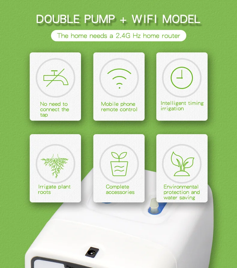 New Double Pump Garden Wifi Control Watering Device Automatic Water Drip Irrigation Watering System Kit WIFI Mobile APP Control