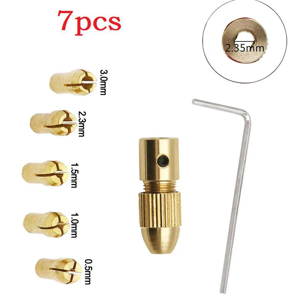 

Chucks Adapter Mini Drill 2.35/3.17/4.05/5.05mm 7pc Copper Material Drill Collet For Use With Hand Drills Electric Drills