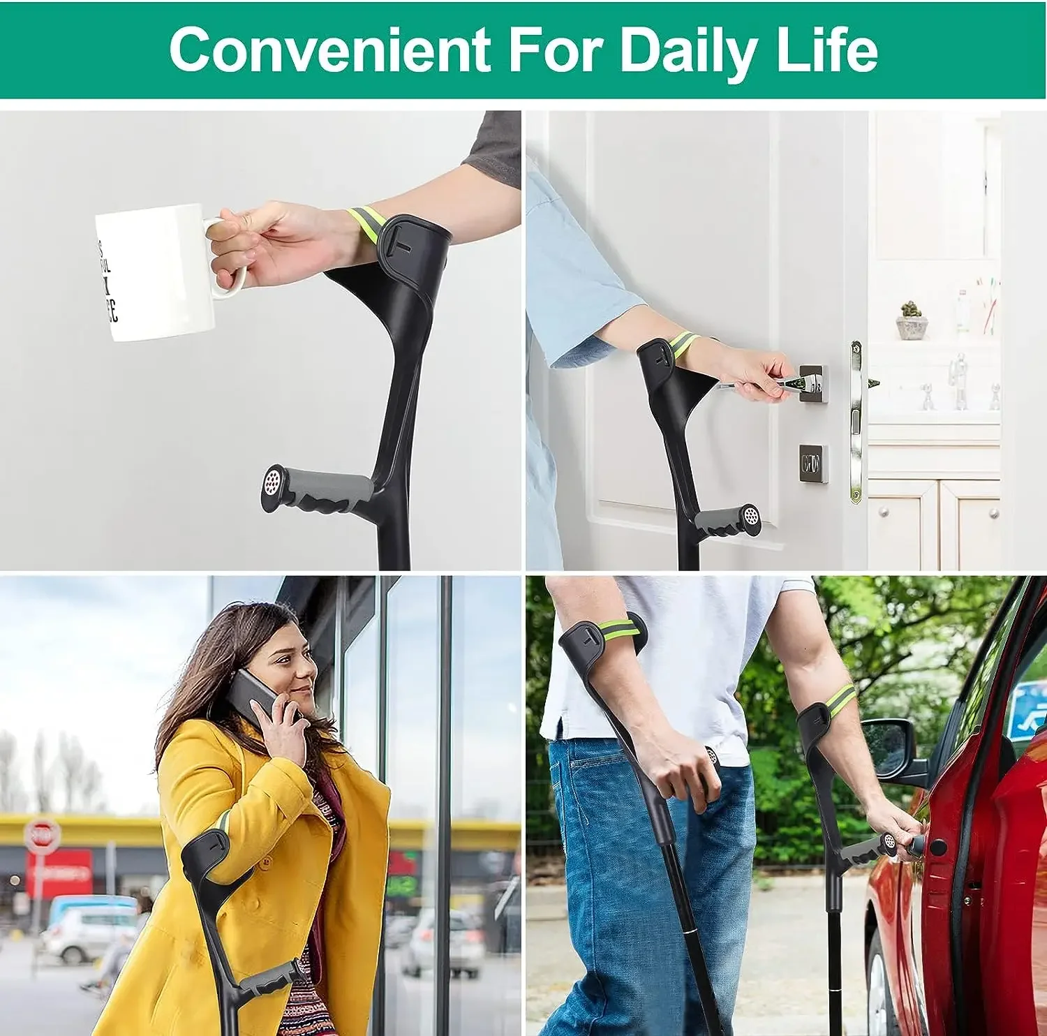 1pc Forearm Crutches Adjustable Crutches for Adults Lightweight Crutches for Adults with Cuffs Can Prevent Slipping Suitable