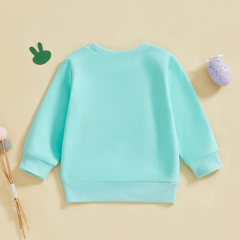 Baby Girl Boys Easter Sweatshirt Letter Embroidery Round Neck Long Sleeve Tops for Toddler Cute Clothes