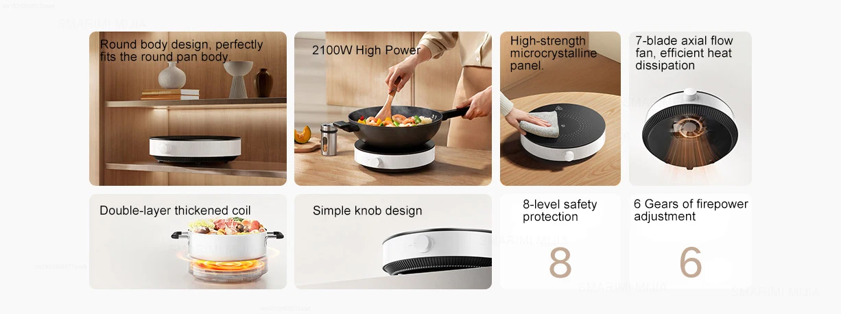 Description Picture 4 of itemIconic Brand Mijia Induction Cooktop N1,6 Gear Fire Adjustment,8 Safety Protection,2100W High Power Magnetic Induction Cooker for Home