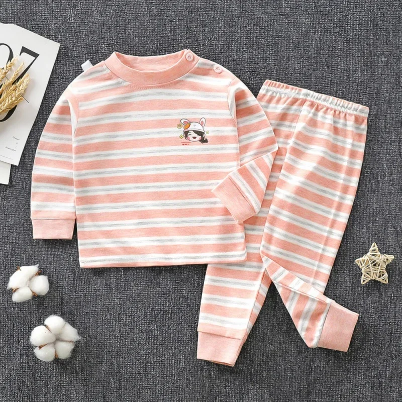 Spring Autumn Children Pajamas Set Long Sleeve Children Sleepwear Pajamas Kids Clothing Kids Stripe Girl Boys Underwear Clothing