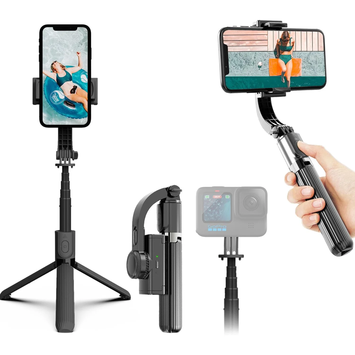 

Gimbal Stabilizer Smartphone Selfie Stick Tripod with Remote Control 360° Rotation 1-Axis Selfies Live Streaming Video Recording