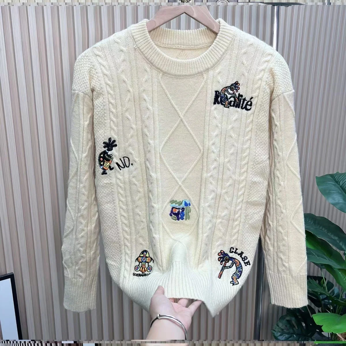 

Paris Sweater For Men Winter Hoodies Embroidery Knitted Autumn Pullover Soft Warm Fashion Round Neck Hip Hop Streetwear Slim