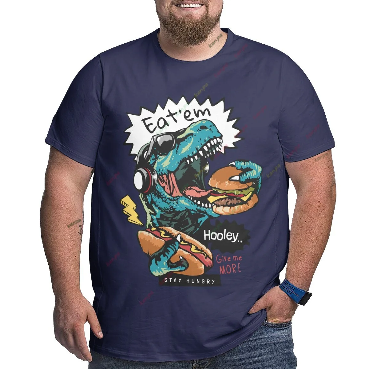 

Dinosaurs eat hamburgers Print Graphic T Shirt For Men T-Shirts Summer Trend Harajuku Oversized Short Sleeve Leisure 6XL