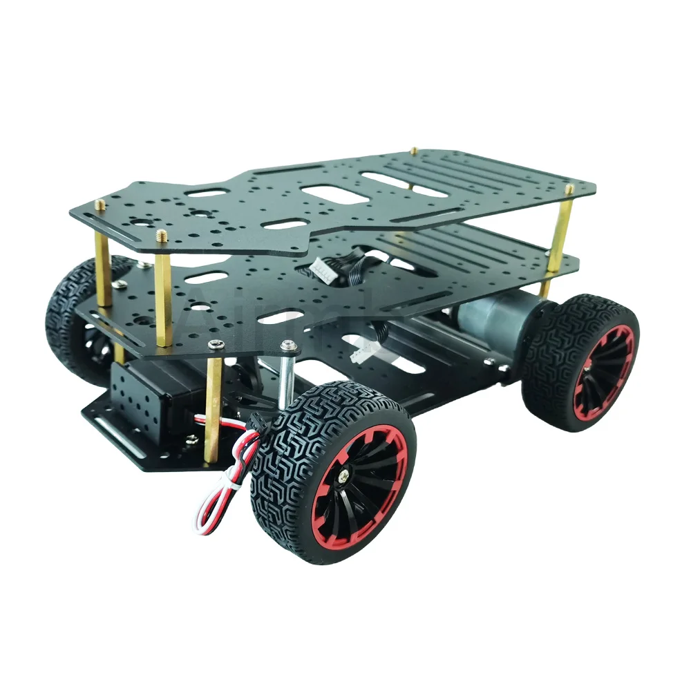 하이원더 조립형 5KG 하중 아커만 로봇카 메탈 섀시 듀얼 엔코더 모터 프론트..