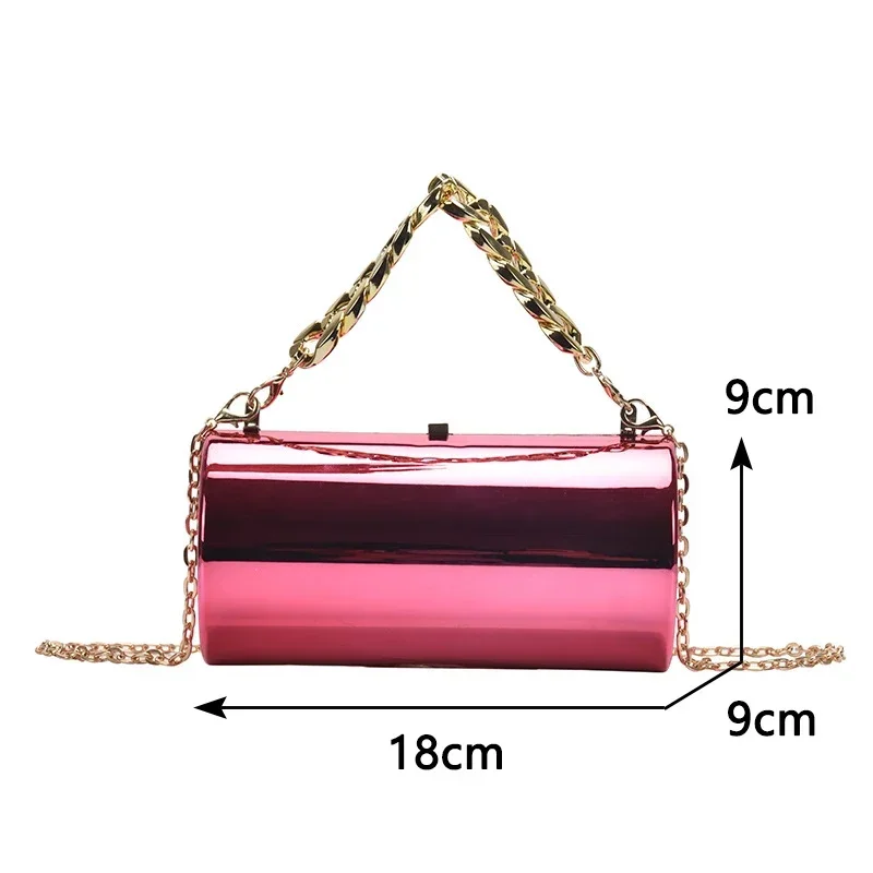 Women's Handbag Bags For Women 2026 Party Clutches Fashion Cylinder Mini Evening Purse Crossbody Shoulder Bag Gold Box Clutch