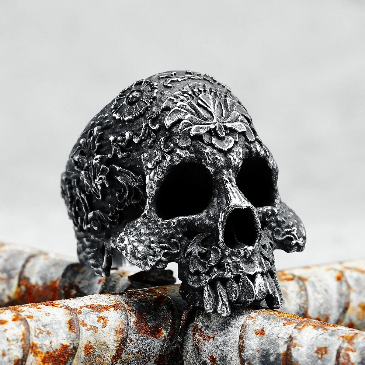 Anelli Da Uomo Con Teschio Intagliato In Acciaio Inossidabile 316L Vintage Punk Hyperbolic Rock Party Per Biker Rider Maschio Fidanzato Gioielli Migli