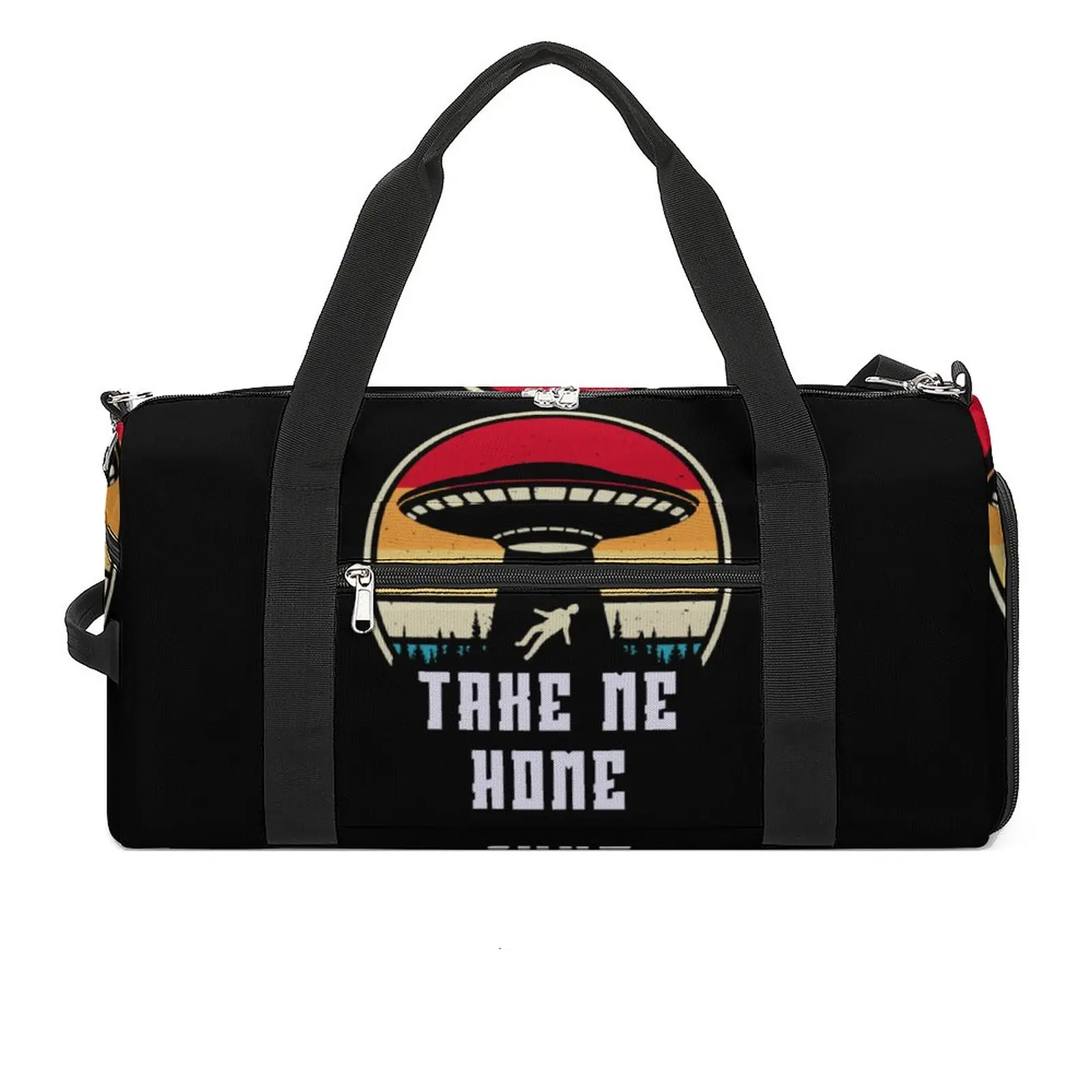 

TAKE ME HOME Sport Bags Funny Retro Alien UFO with Shoes Gym Bag Oxford Male Pattern Handbag Travel Training Vintage Fitness Bag
