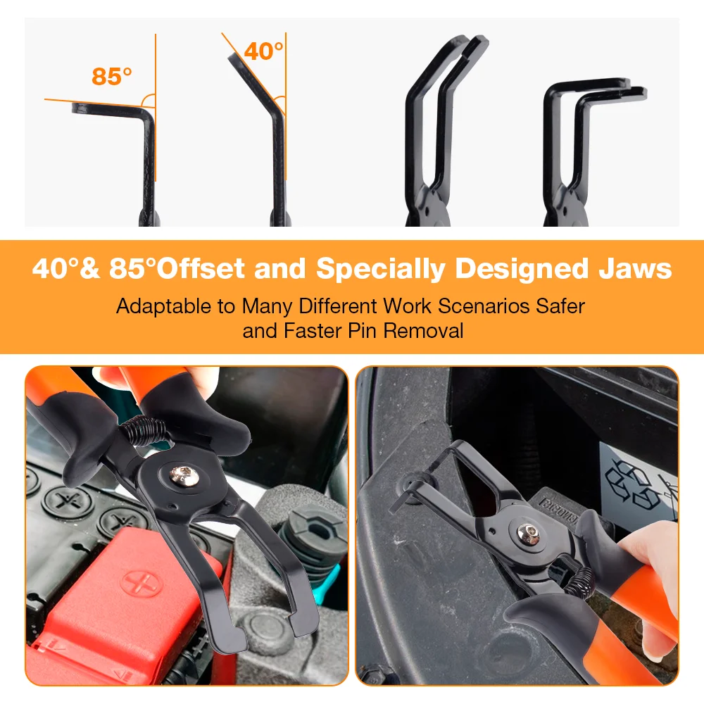 Multi-Angle Push Pin Remover Pliers for Efficient Retainer and Anchor Removal