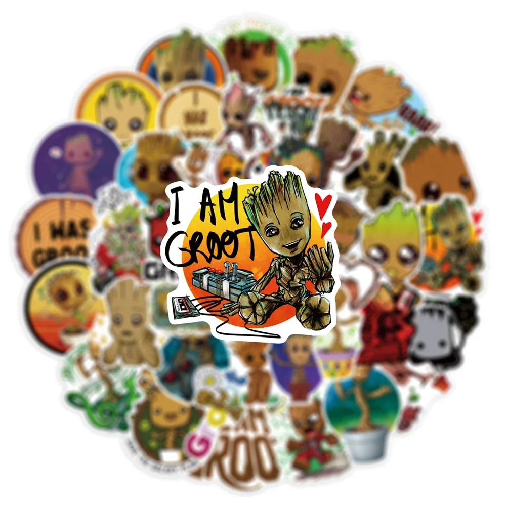 50PCS Groot Marvel Graffiti Stickers Decoration Luggage Phone Guitar Scrapbook Waterproof Sticker Classic Kid Toys Party Gifts