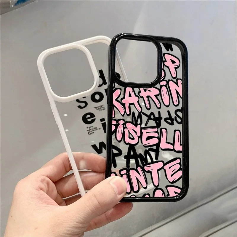 Clear Silicone Phone Case with Black Lettering – Elegant and Durable Protection