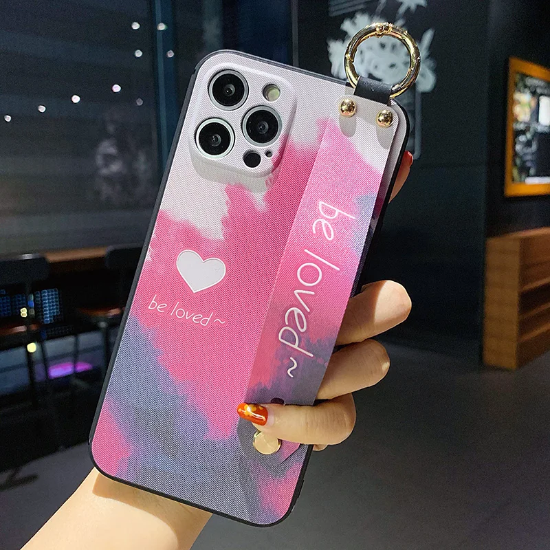 Gradient Color Wrist Strap Phone Case
