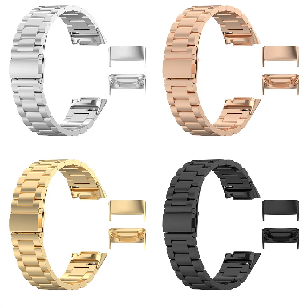 

3 Beads Stainless Steel Metal Strap For Fitbit Charge 6 5 Watch Band Watchband