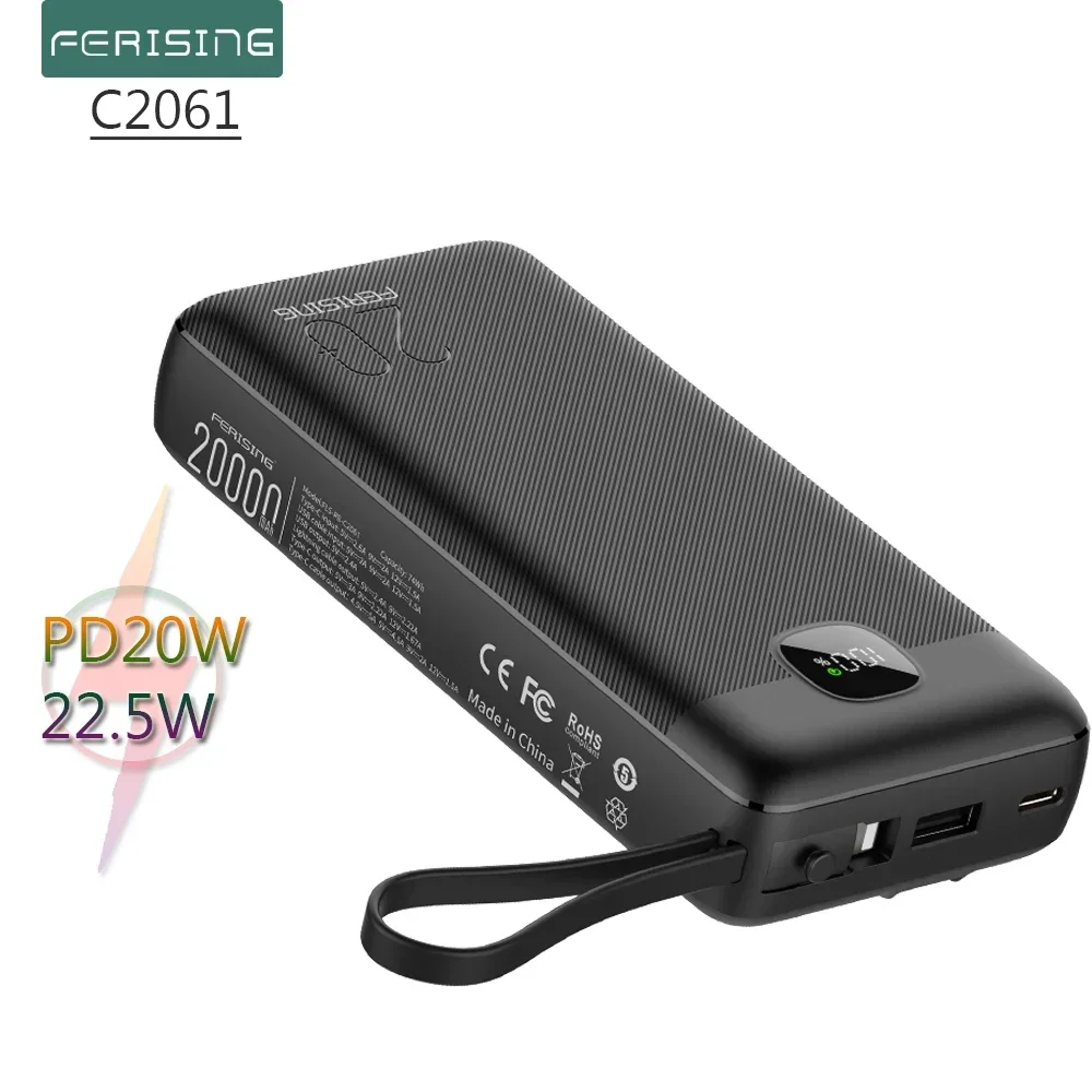 FERISING 22.5W Power Bank 20000mAh Portable Charging PowerBank 20000 mAh PoverBank External Battery Charger For Oneplus Xiaomi