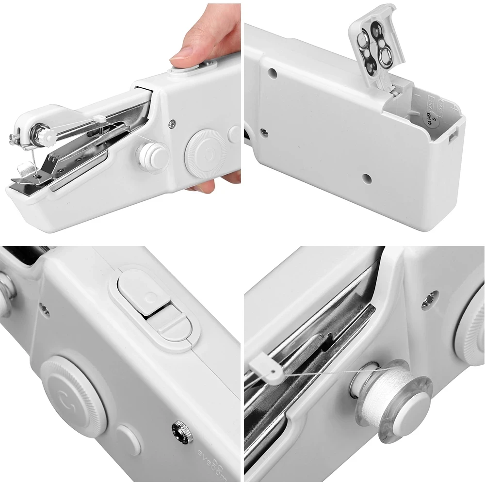 Hand Held Electric MINI Sewing Machine Household Stitch Clothes Sew needlework Set Portable Manual Sewing Machine Handwork Tools