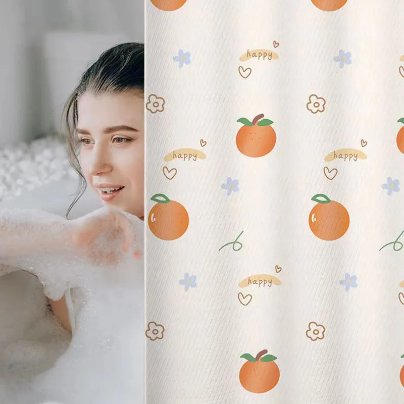 Peach Shower Curtain 180cm &times; 200cm Bright and Colorful Design Waterproof Fabric with 12 Hooks shower curtains