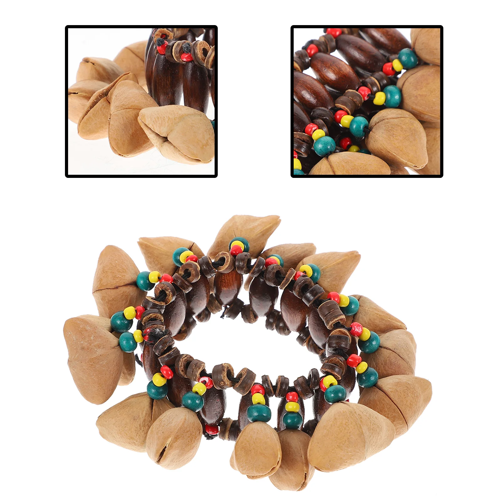

African Bracelet Tribal Bracelet Wooden Percussion Handbell Hand Bell Instrument Toy Conga Percussion Hand Chain