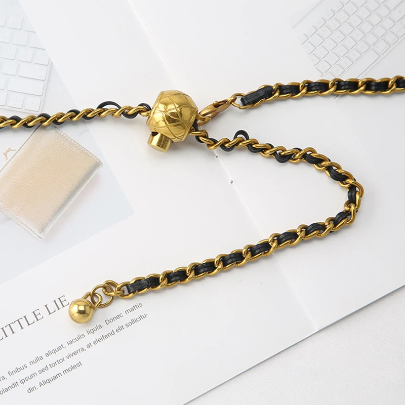Elegant Golden Metal Chain Belt - Luxury Waist Accessory
