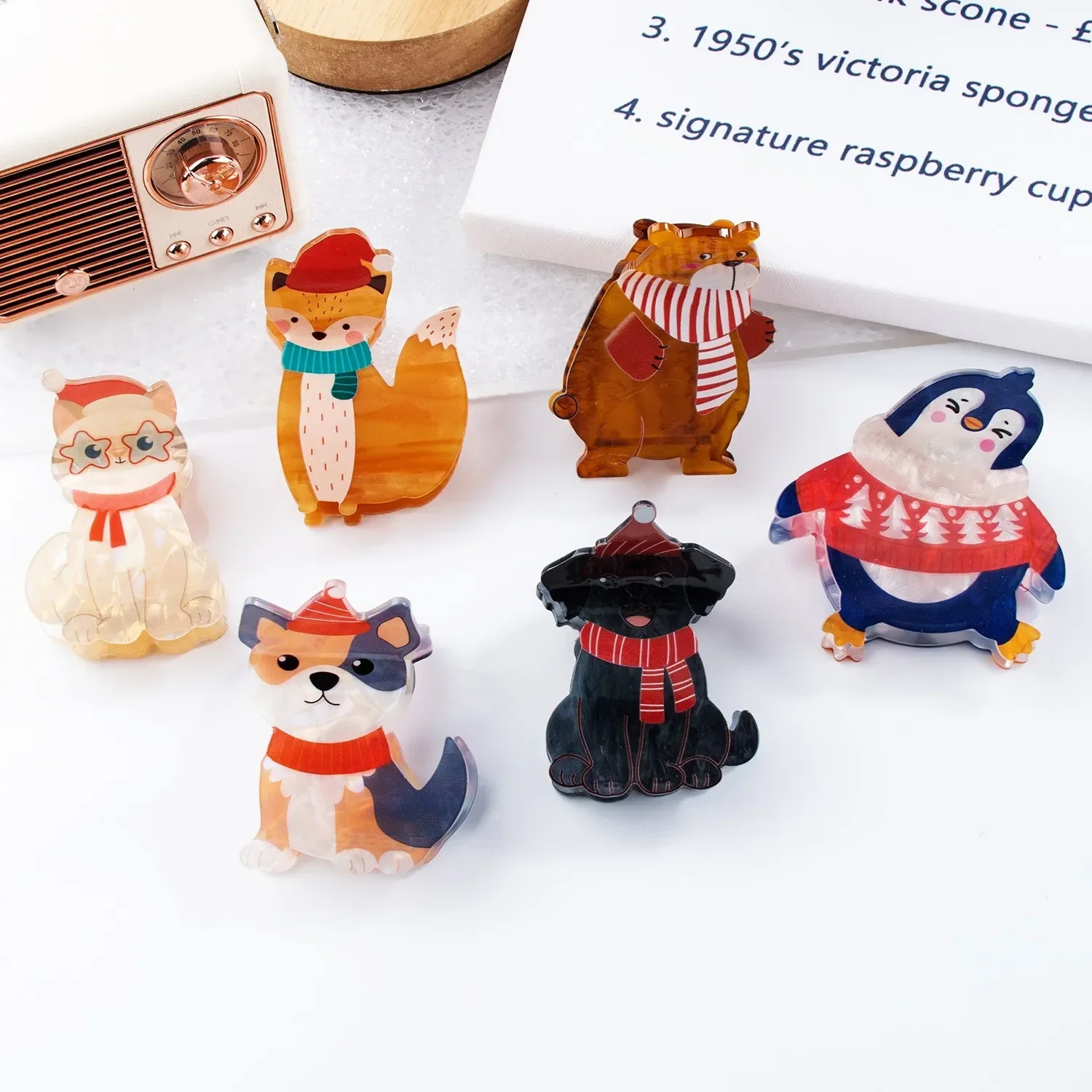 

1pcs Christmas Hair Clip Cartoon Animal Crab Cute Cartoon Animals Dog Hair Claws Clips Hair Accessories for Women