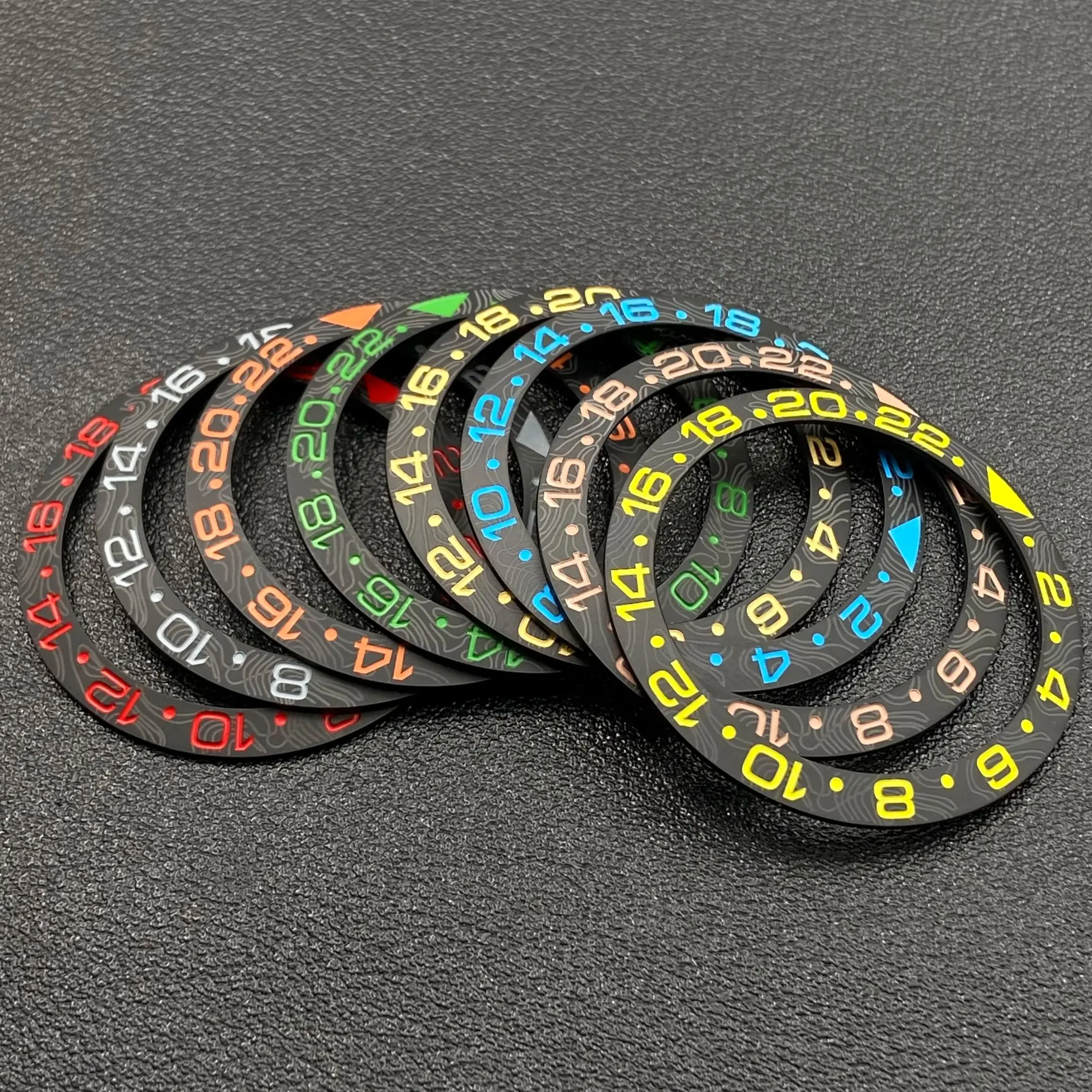 Ceramic Bezel Insert Ring with Carbon Fiber Design - Tilted Edge, 38x30.6mm