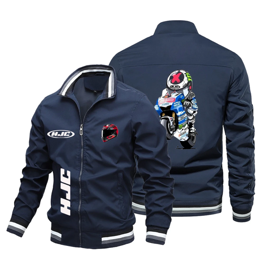 Men's round neck motorcycle jacket, HJC printed breathable rider jacket s-4XL, high-quality, 2024