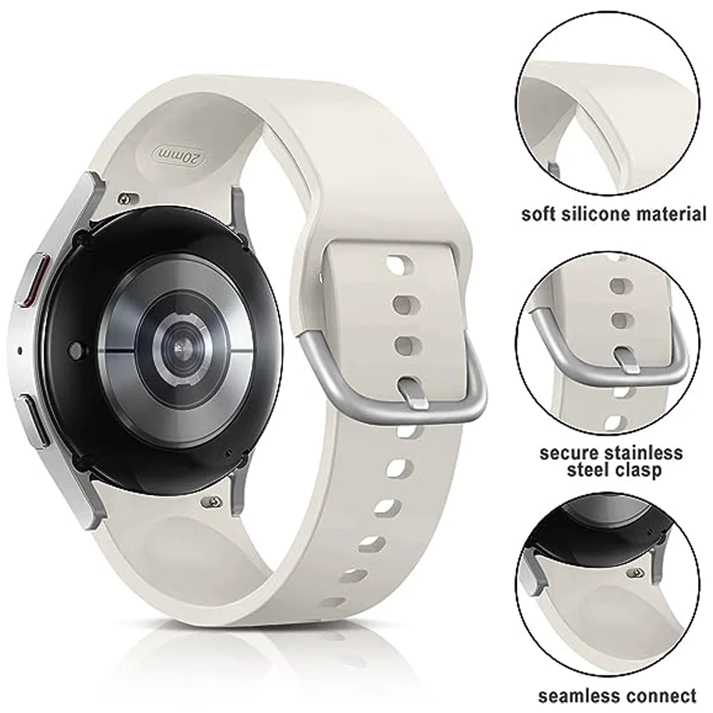 Universal Silicone Smartwatch Bracelet, 20mm/22mm Adjustable Strap