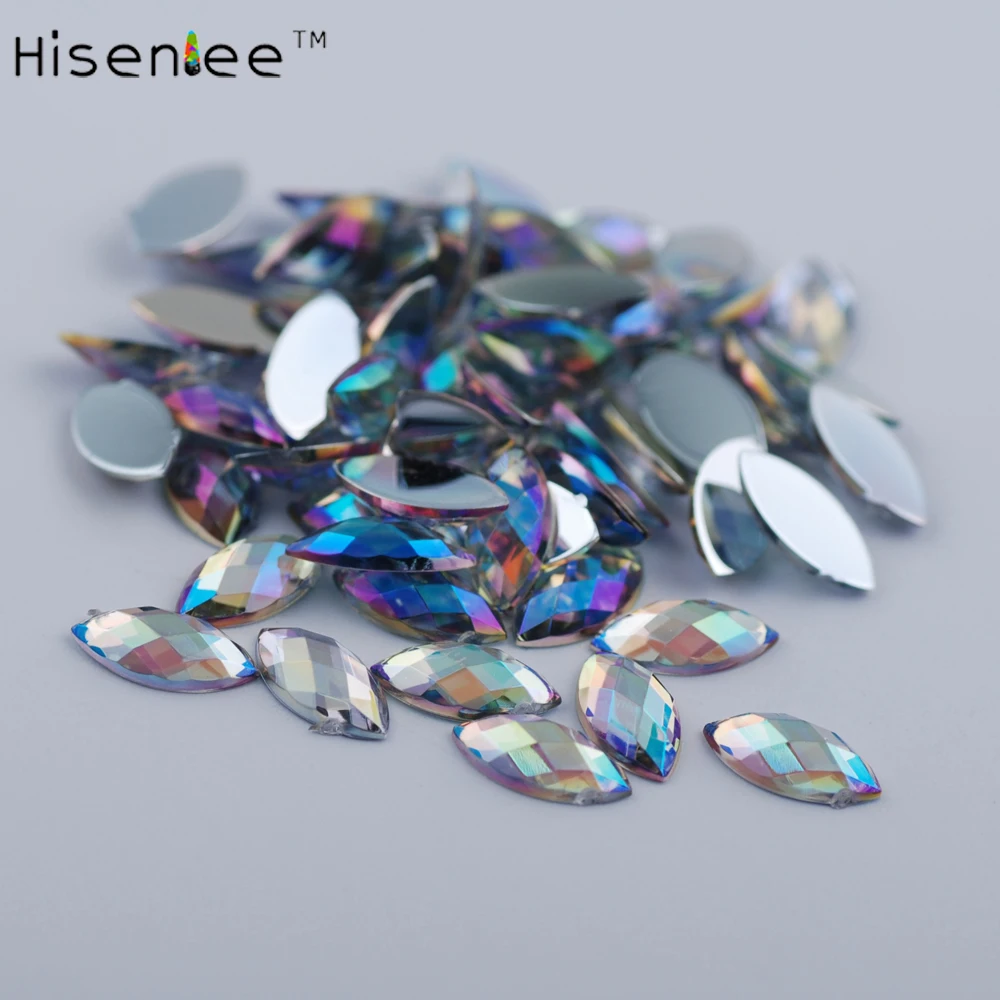 Hisenlee 4x8mm 100pc New Nail Glitter Colorful Horse Eyes Design Stone Crystal Nail Make Up Decoration Wheel Nail Art Slices DIY 3