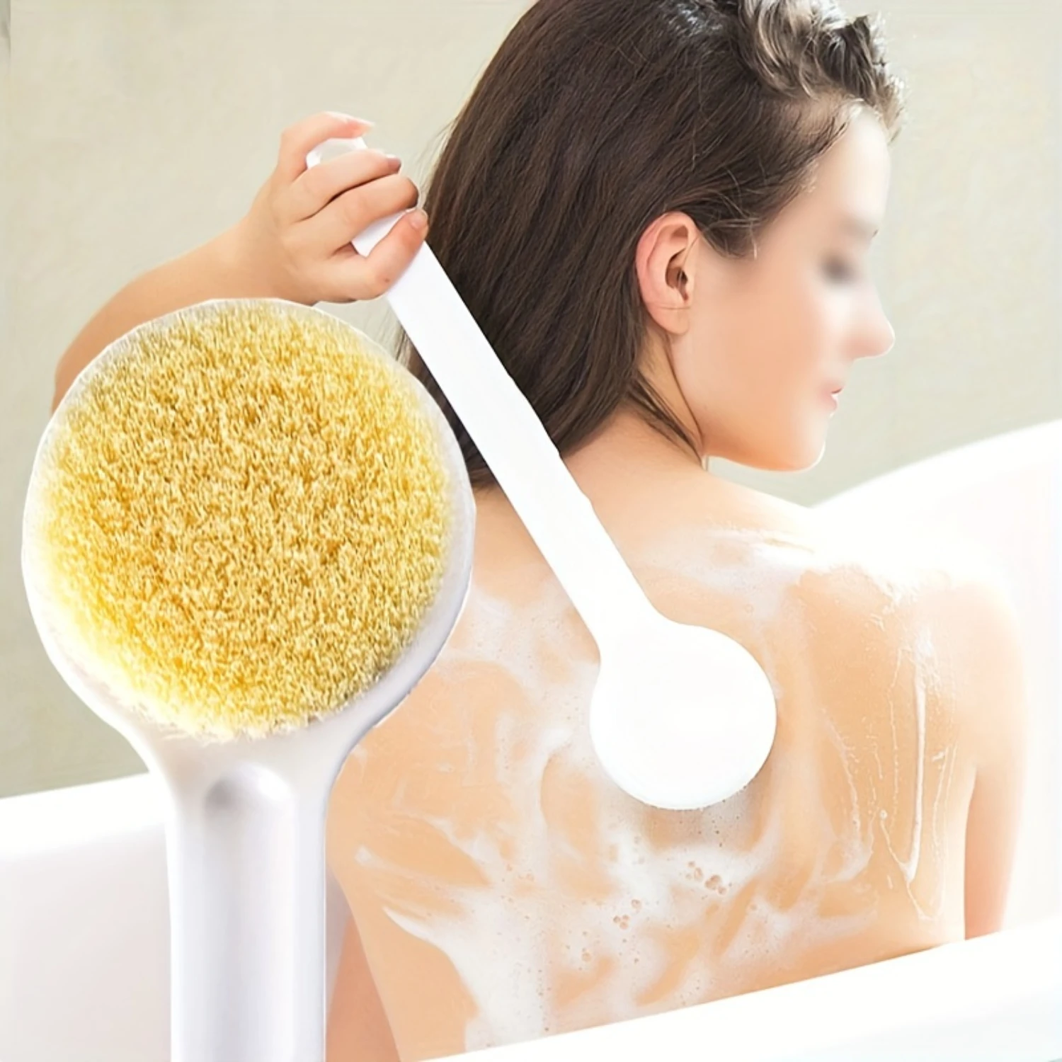 Long Handle Bath Brush Set-Exfoliating Back Scrubber for Shower, Easy Reach & Comfort Grip