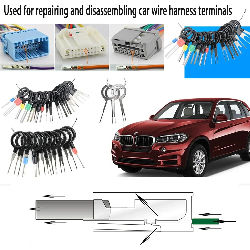 41pcs Universal Car Terminal Removal Repair Tool Wire Plug Connector Extractor Puller for Car Terminals Disassembly Hand Tools 6