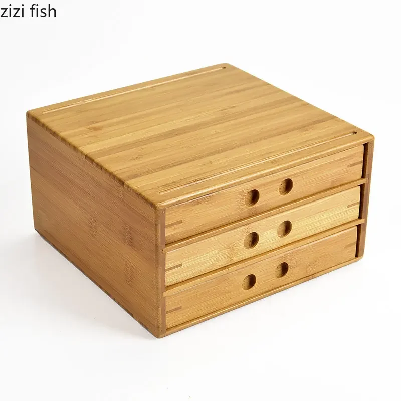 Bamboo Tea Box Multi-layer Drawer Storage Box Tea Organizer Cake Boxes Tray Container Storage Organizer Caddy tea tin box tea canister