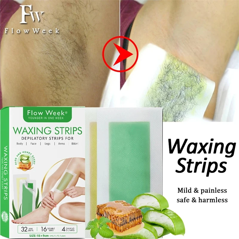Wax Strips for Hair Removal Wax Strip Paper for Legs/Bikini/Arm Depilatory Tool Body Hairs Removal, 32 Count