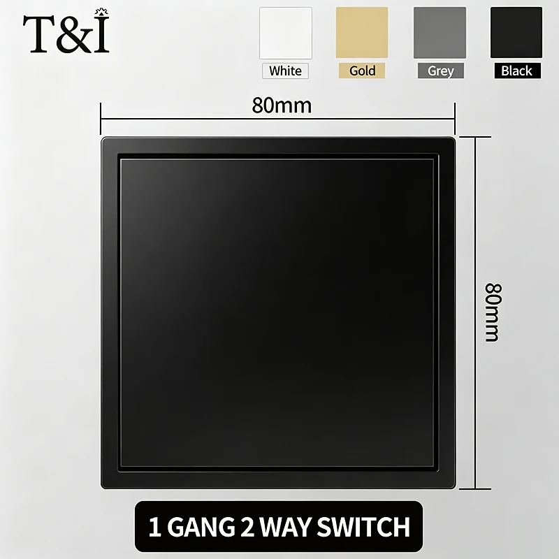 EU Power Socket with Built-in USB-C Fast Charging and Light Switch - Flush Mount Black Plate