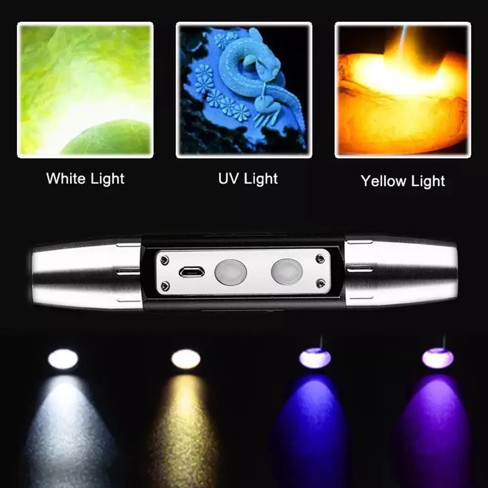 4-in-1 White Yellow Uv 365nm/395nm Led Lcd Flashlight Money Scorpion Marker Ore Jade Fluorescence Stone Detection Jewelry L Z0b6