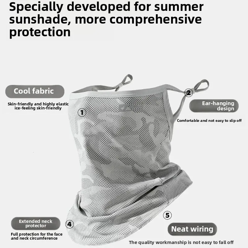 Anti-UV Cycling Mask Sunscreen Face Cover Breathable Ice Silk Face Scarf Men Women Outdoor Sports Fishing Hiking Cooling Mask