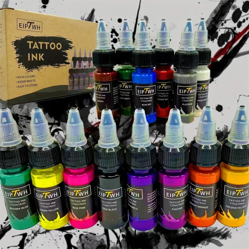 EIPTWH 15ml 7/14colors Tattoo Ink Pigment with Box Body Art Tattoo Kits Beauty Paints Makeup Supplies Semi-permanent