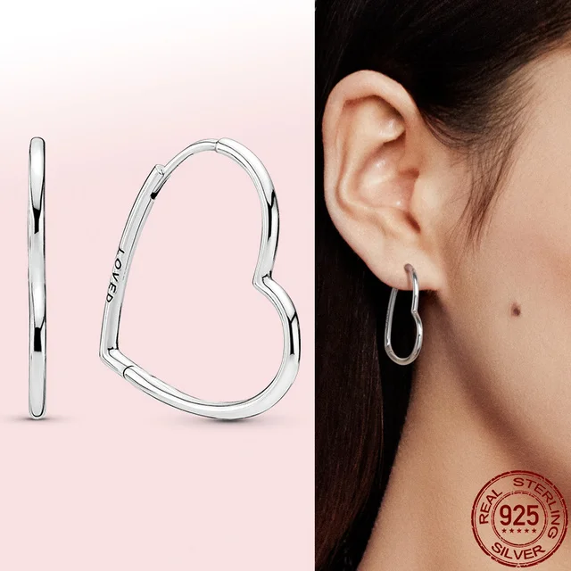 925 Silver Hoop Earrings Infinite Love Blue Flower White Stone Golden Round Heart Shape Pendant Earrings For Women DIY Jewelry
